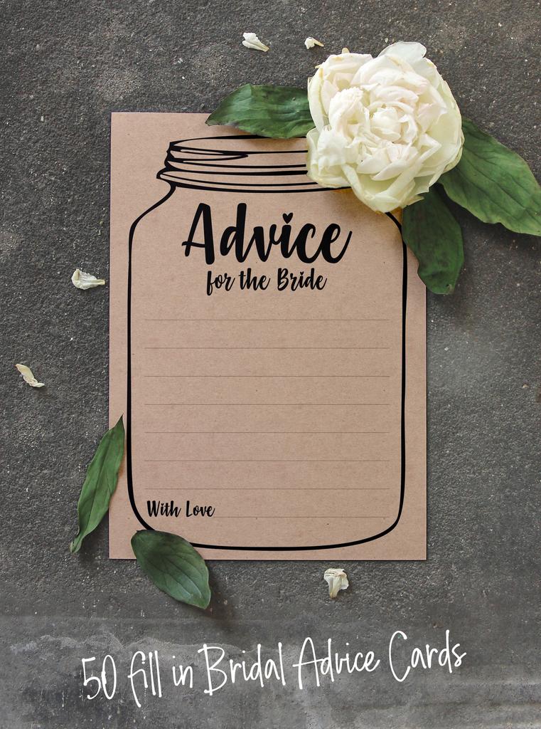 Inkdotpot Bridal Shower Games Advice For The Bride Set Of 50A  Rustic Kraft Mason JarA  Mad Libs Game