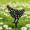 1pc Black Hollowed-Out Rooster Signboard Creative Garden Chicken Decorative Card Lawn Garden Decoration Accessories