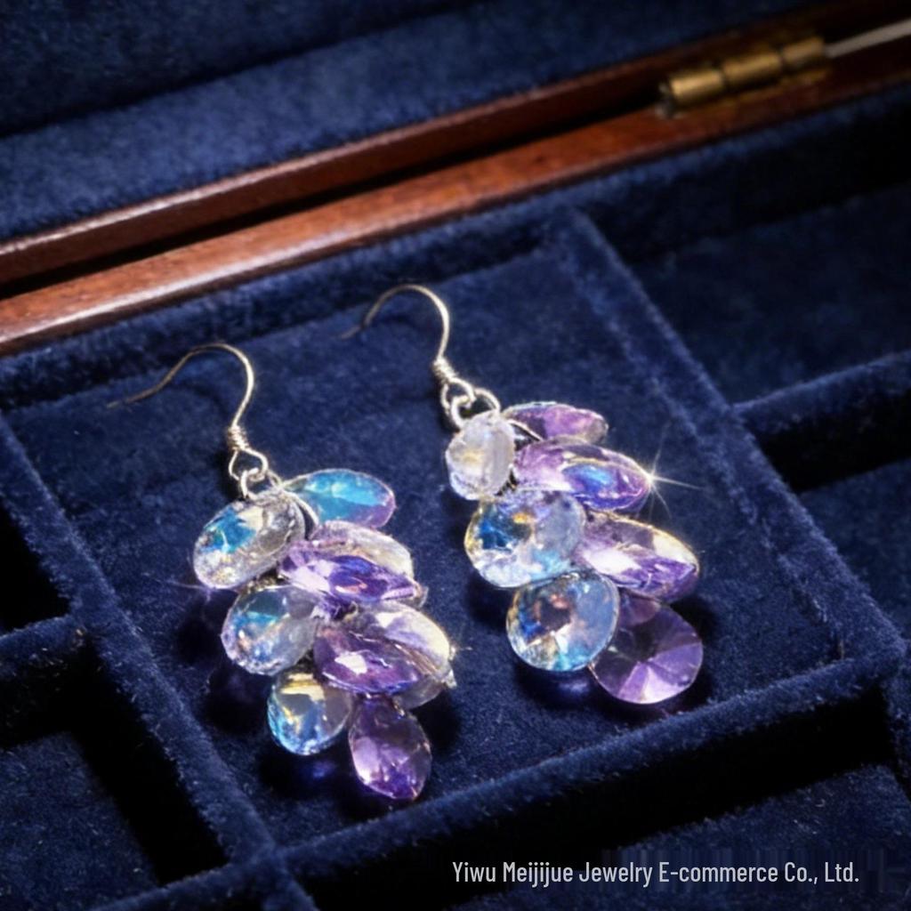 Tassel Temperament Light Purple Crystal Earrings - Luxury Long Dangle for Women