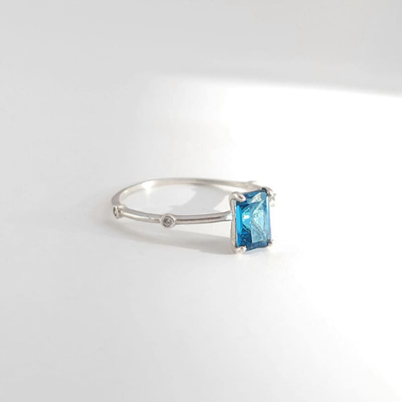 BSWAN Emerald Cut London Blue Ring