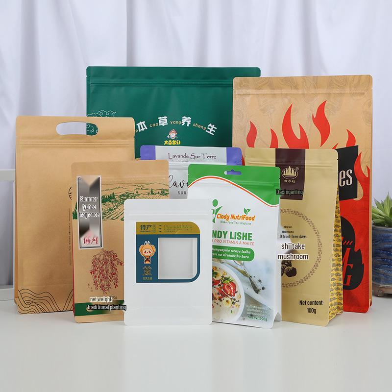 White Kraft Self-Seal Window Bags for Tea and Food Packaging