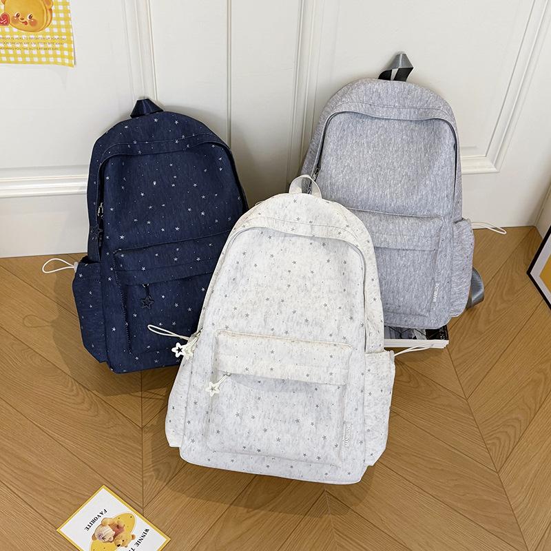 Schoolbag Korean In College Style Light Grey Star Backpack Gentle Versatile Student Party Daily School Shopping Comfortable Backpack