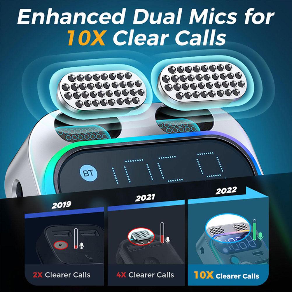 2025 Bluetooth 5.0 FM Transmitter For Car FM/AUX Bluetooth Car Adapter Car Charger Bass Boost 3 Ports Charger Bluetooth Adapter