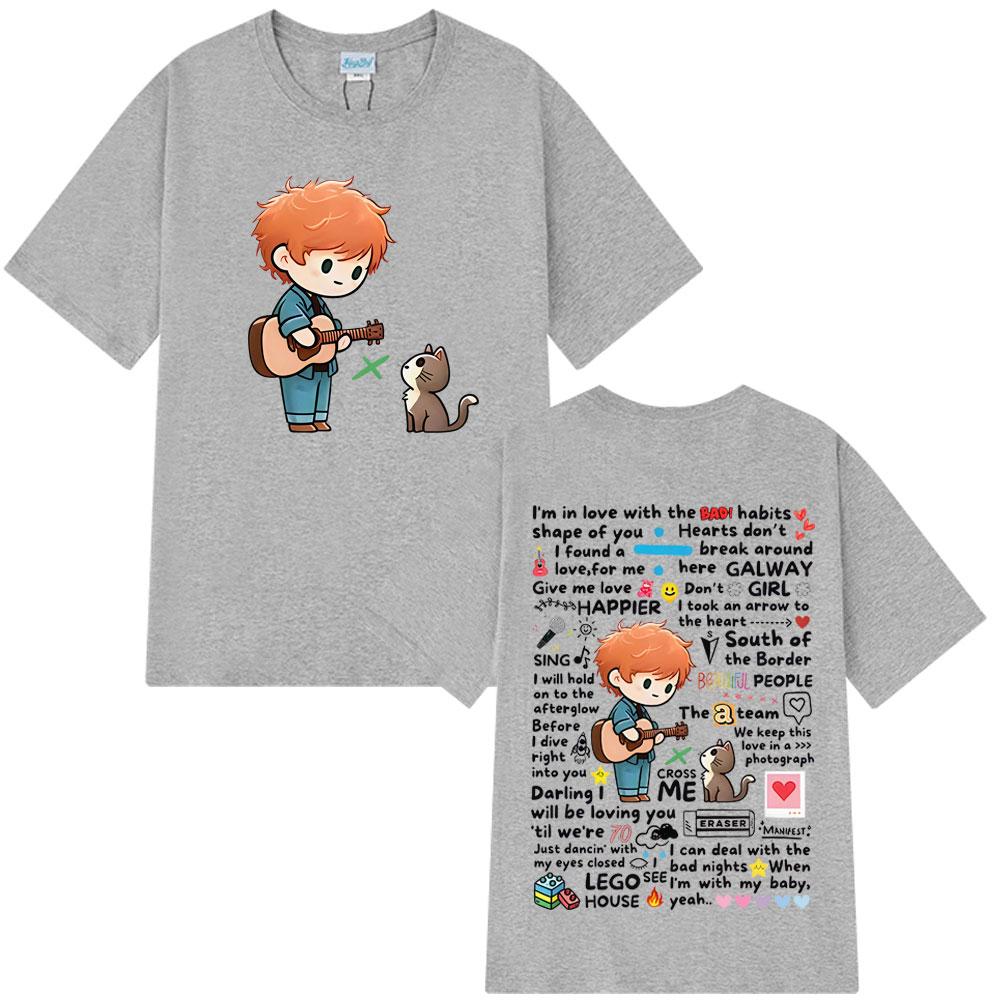 2025 Summer Ed Sheeran European Tour Graffiti Pattern Hot Sale T-Shirt Men Women  Harajuku 100% Pure Cotton Printed T-shirt Y2k