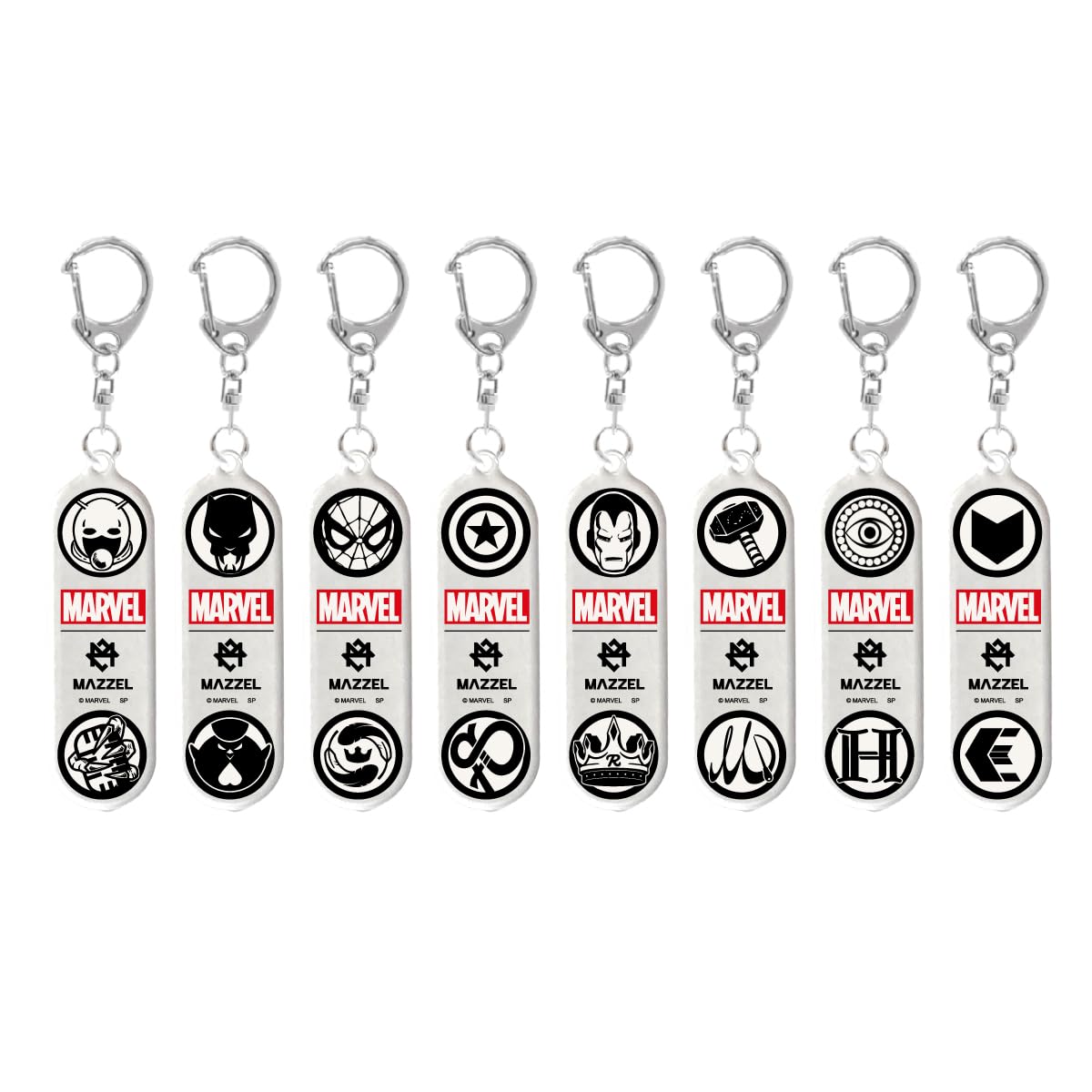 

[Small Planet] Marvel | Marzel Blind Acrylic Keychain Complete Set of 8 Icons, White