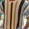 Suéter para Hombre Estampado a Rayas Cuello Redondo Tejido Media Manga Color a Juego Jersey Suelto Elástico Antiencogimiento Hombres Verano Otoño Primavera Suéter