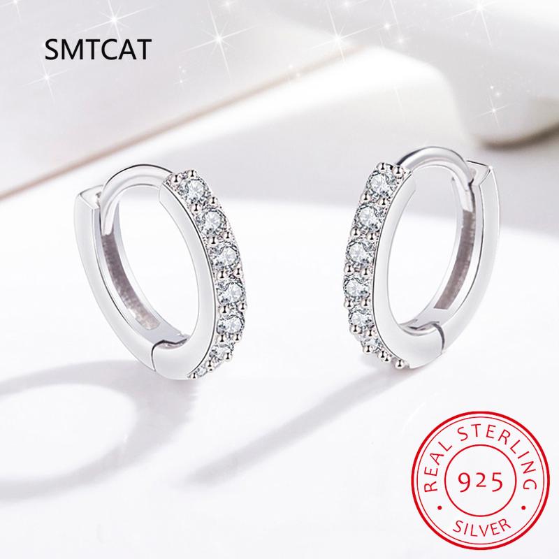 Micro Paved Full Moissanite Hoops Earrings Silver 925 Dazzling Diamond Ear Luxury Jewelry for Women Men Party Wedding Gift