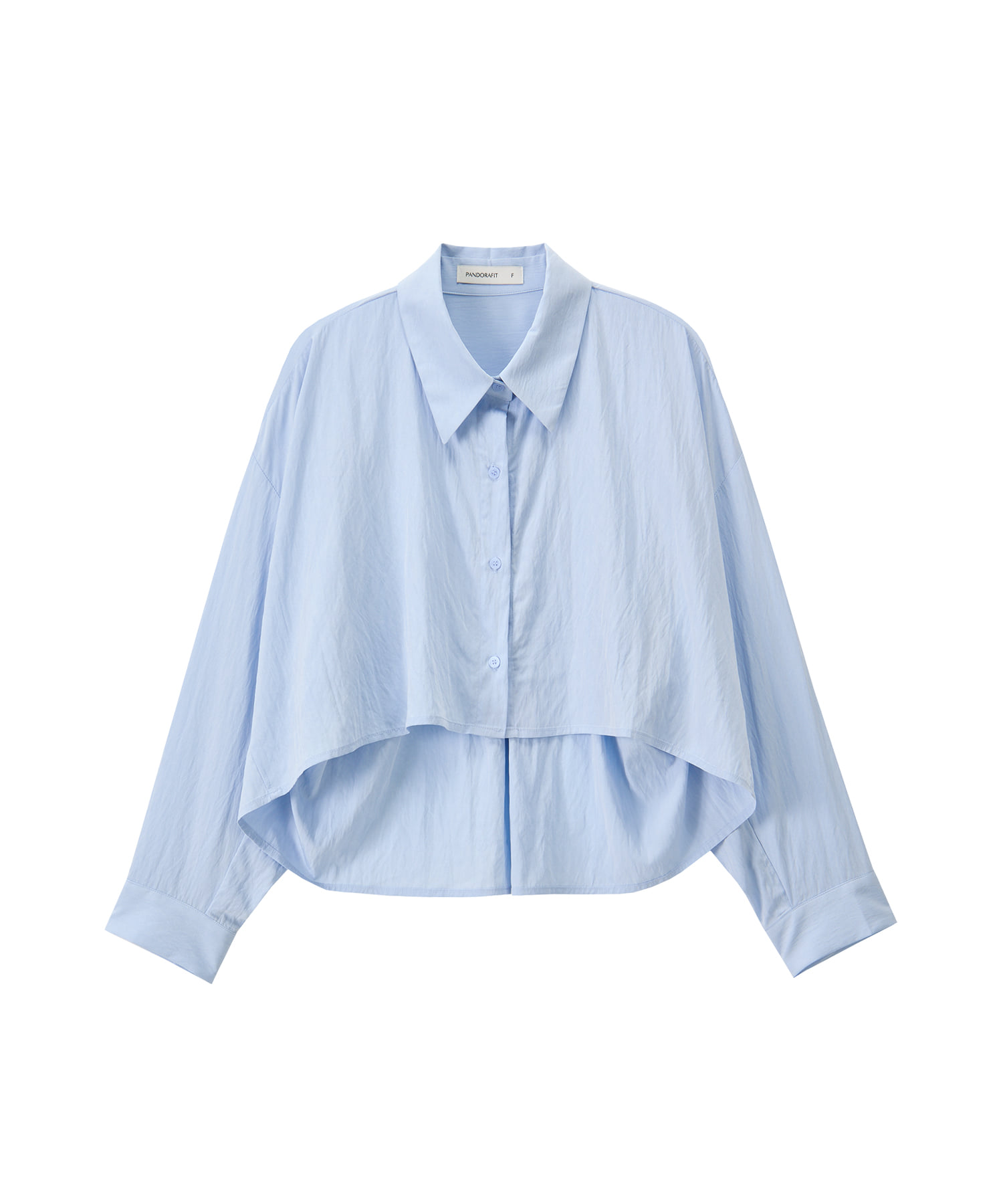 Pandora Fit Unbalance Crop Shirts (Sky Blue) Sky Blue/Free