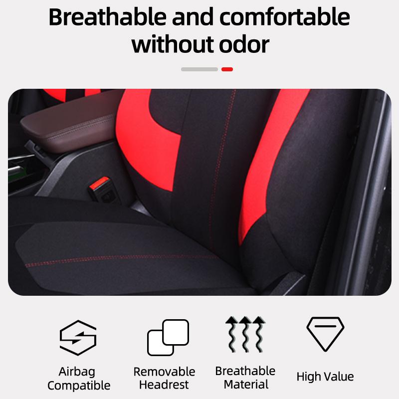 Car Front Seat Covers With Mesh 3MM Car Products Seat Cover Exterior Parts Side Red Bird's Eye Cloth