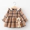 Kid Girls Autumn Princess Dresses Kids Baby Party Girl Long-sleeved Navy Plaid Dress
