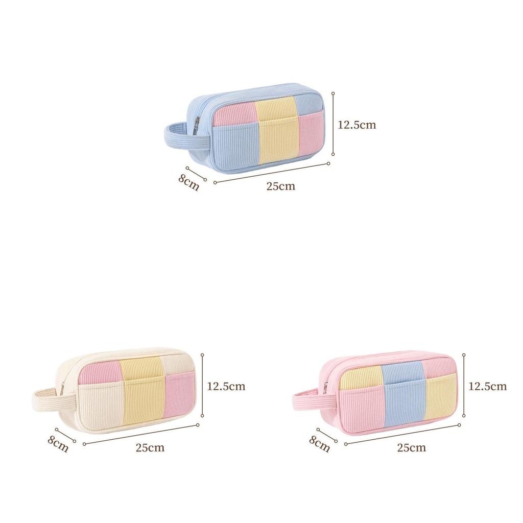 Corduroy Makeup Bag With Large Capacity For Travel And Cosmetics Storage