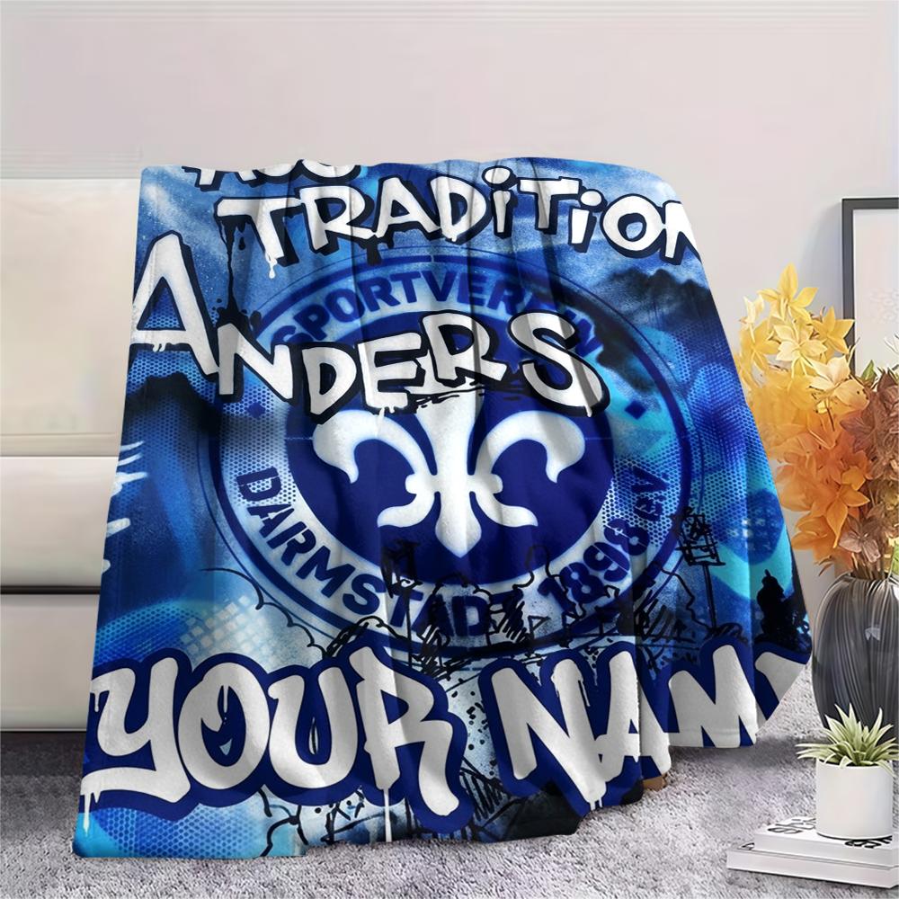1PC Custom Name SV Darmstadt 98 Patterned Flannel Blanket Suitable For All Seasons for Home Decor Warmth and Comfort Gifts Holiday Present