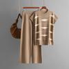 Fashion Suit Women's Summer New Striped Knitted Sweater Top + High Waist Wide Leg Pants Casual Two-piece Set