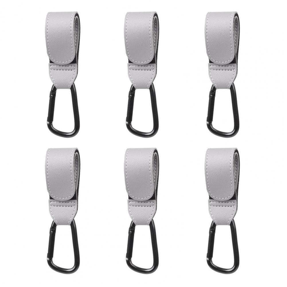 Fastener Tape Hook Durable Stroller Hook Baby Stroller Hook Set with Faux Leather Fastener Tape Diaper Bag Hanger for Prams