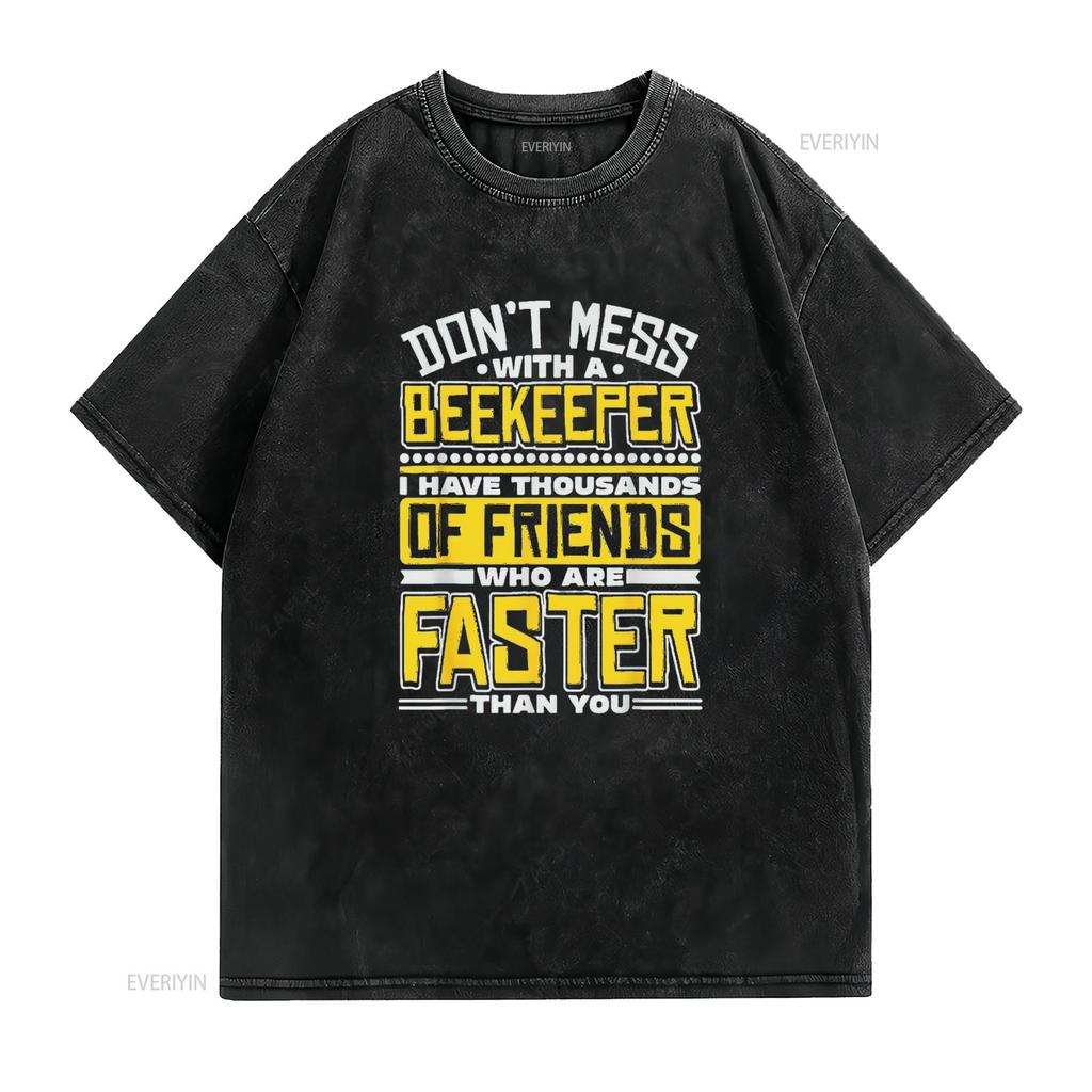Beekeeper Design For Honey Bee T Shirt Black Vintage Washed Versatile Soft Casual Fashion Slightly Homme Unisex Stylish