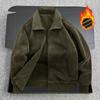 Men's Velvet Jacket, Reversible Cotton Jacket, Velvet Thickened Jacket, Outdoor Casual Lapel Top For Men