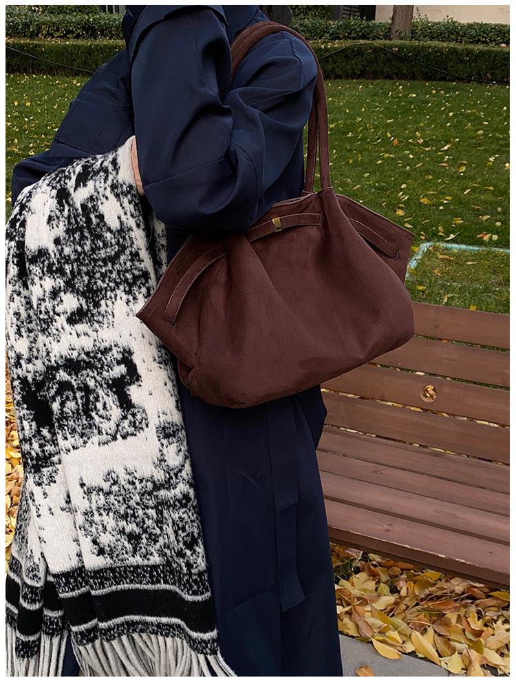 2025 Women's Suede Tote Bag - Large Capacity, Frosted Finish, Versatile Handbag for Autumn/Winter