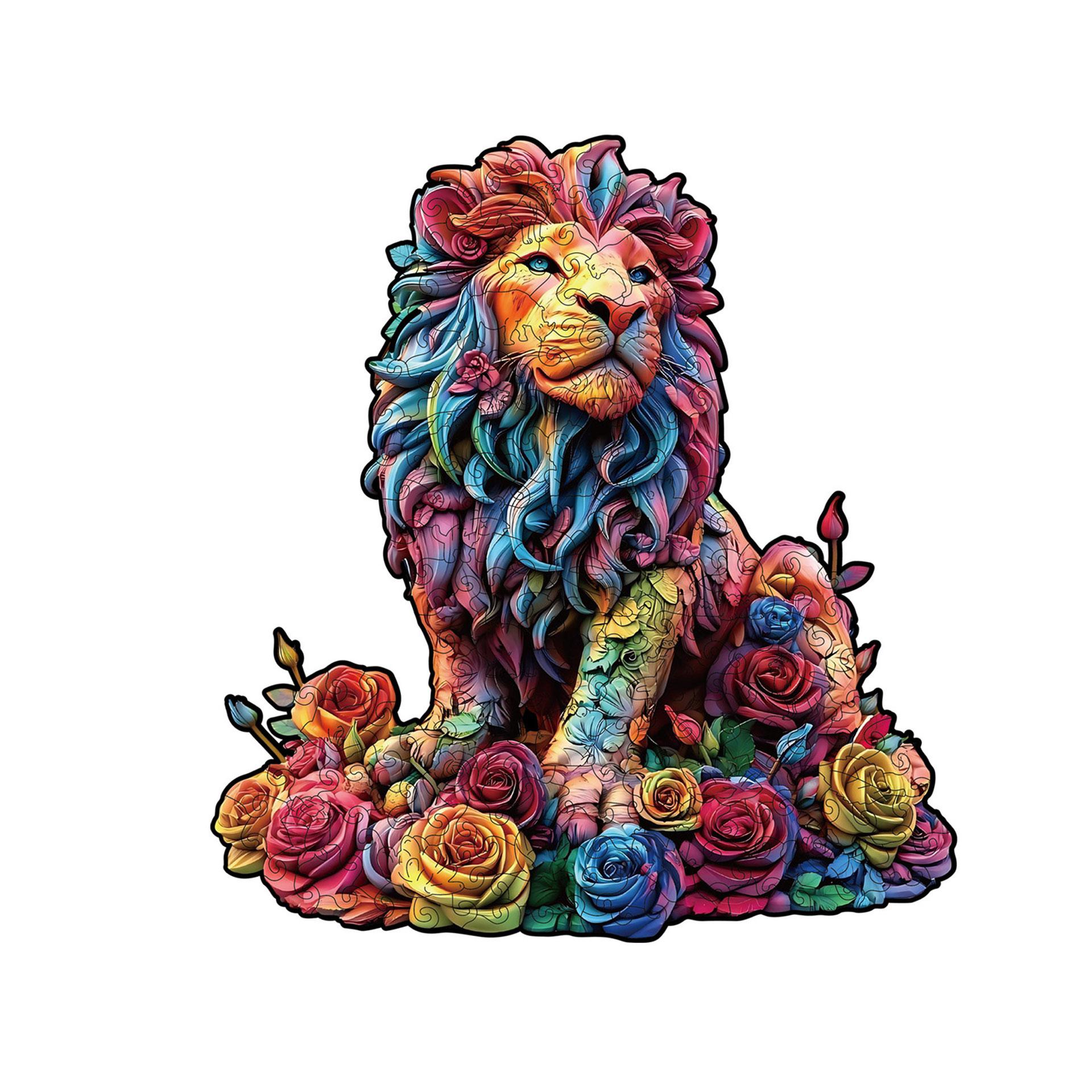 Wooden Lion Puzzle Animal Shape 3 6MM Thickness Decorative Jigsaw Puzzle for Adults and Kids Educational Toy