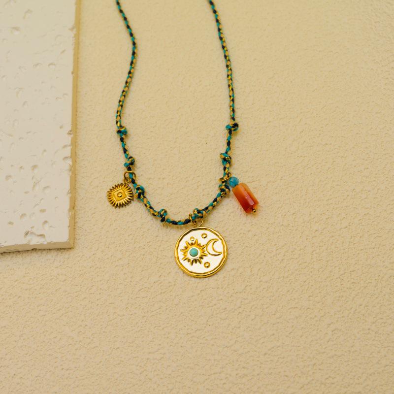 European & American Design Dopamine Color Rope Necklace with Ocean Series Pendant
