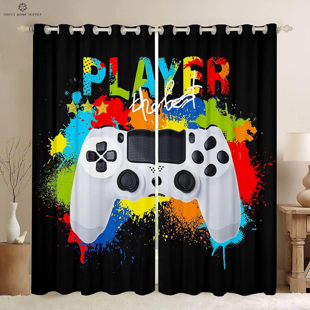 E-Sports Room Game Window Curtains Colorful Creative Printing Living Room Bedroom E-Sports Decoration Custom Curtains 2PCS