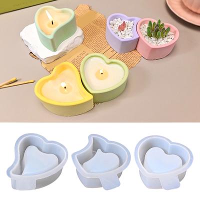 3 Styly Silikonová forma ve tvaru srdce pro pryskyřici, svícny, řemeslnou výrobu s hladkými povrchy, designy