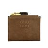 5ML024 Embossed Logo Snap Closure Leather Bifold Wallet Brown Leather Used