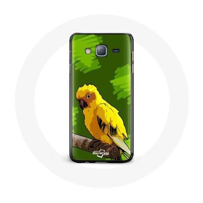 Coque Pour Samsung Galaxy J3 2016 Oiseaux De Perruches Jaune Fond Vert