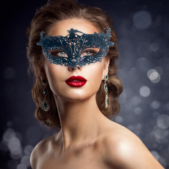 Masque Non-fading Fall Resistant Anti-Scratch Lace Up Half-face Decoration Fox Sequins Hollow Out Cosplay Masque Stage Accessory