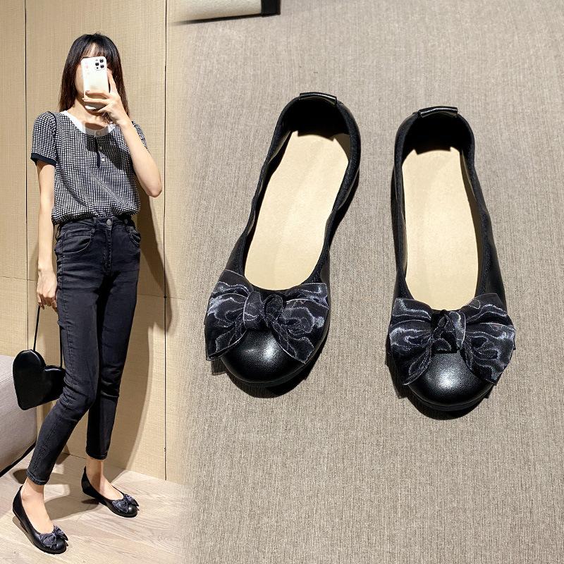 Soft-soled Shallow-mouth Ladyshoes 2025 Spring and Autumn Square Dancing Women's Shoes Large-size Single Shoes Egg Roll Shoes Flat-soled Doudou Sh