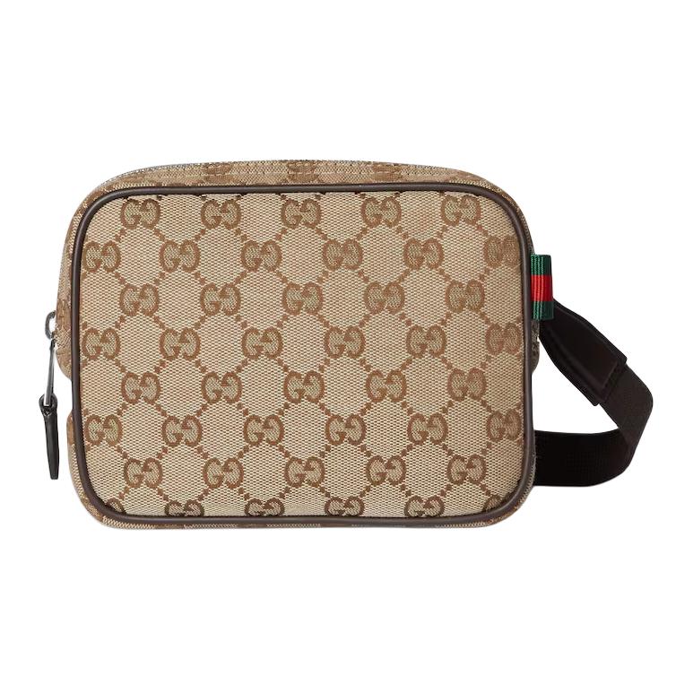 

Gucci Classic Double G Pattern Design Zipper Closure GG Canvas Mini Shoulder Bag Men shoulder bag Beige Dark-Brown 834268-FAEON-9750 Basic Set (Bag+Dust Bag)