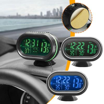 Doplňky do interiéru 3 v 1 voltmetr do auta teploměr hodiny 12V/24V noční podsvícení auta elektronický LCD digitální F8W6