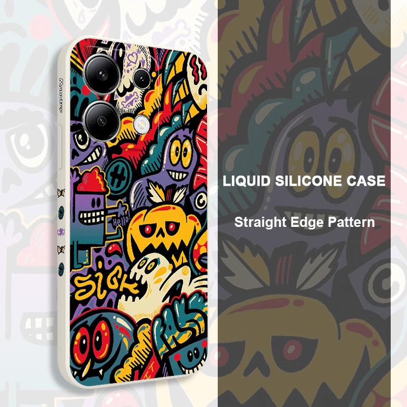 Pumpkin Monster Phone Case For Xiaomi Redmi Note 14 13 12 12S 11 11S 10 10S 9 9S Pro Plus 4G 5G Liquid Silicone Cover