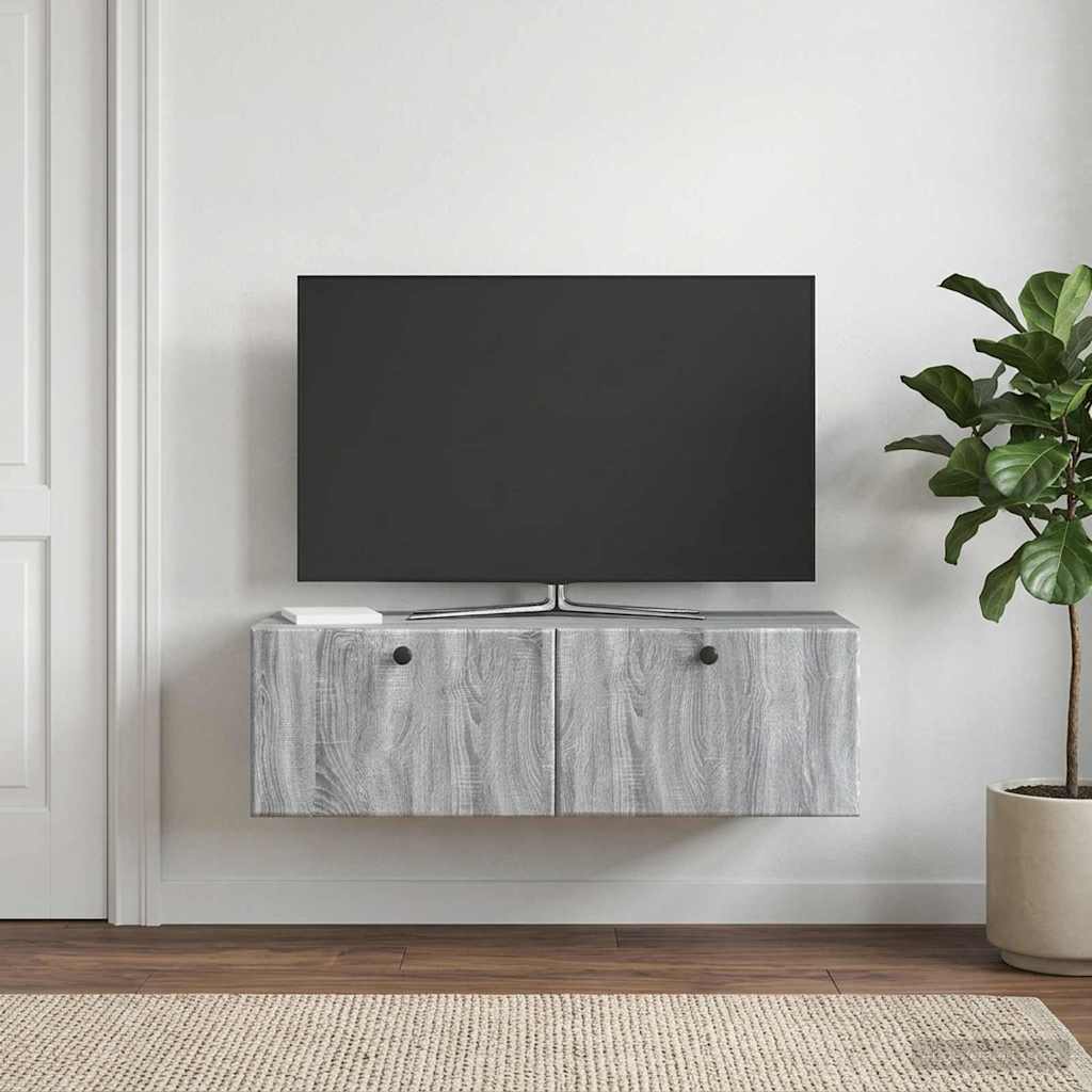 Wall Mounted TV Cabinet 98 x 41 x 30 cm Grey Sonoma