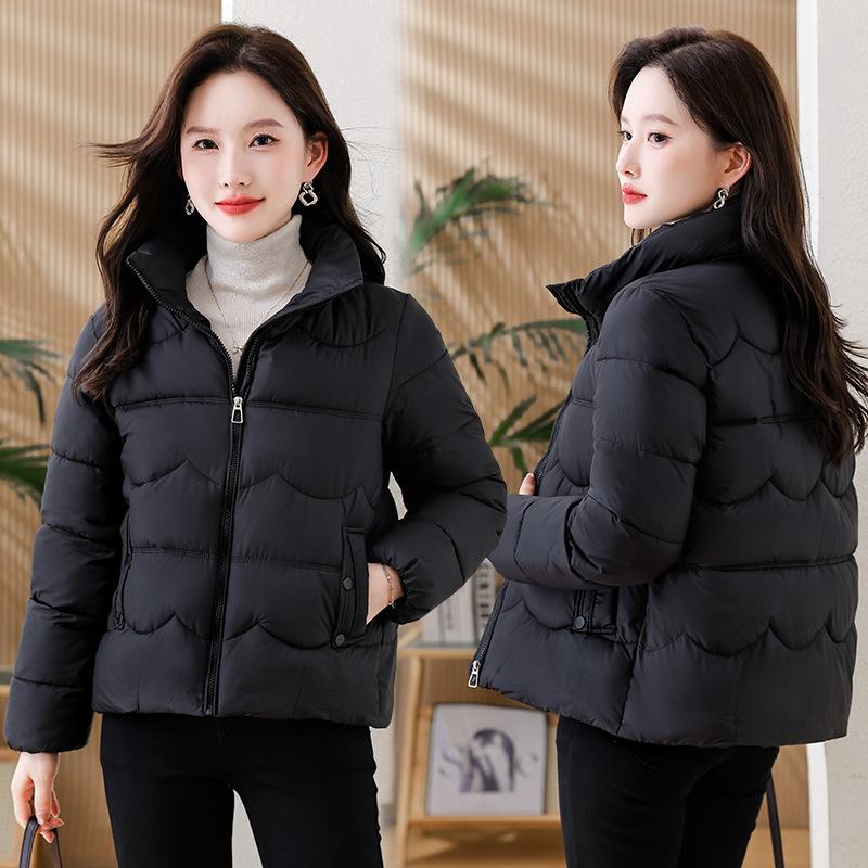 Short Down Jacket Women's Winter Vertical Collar Solid Color Jacket Warm Coat