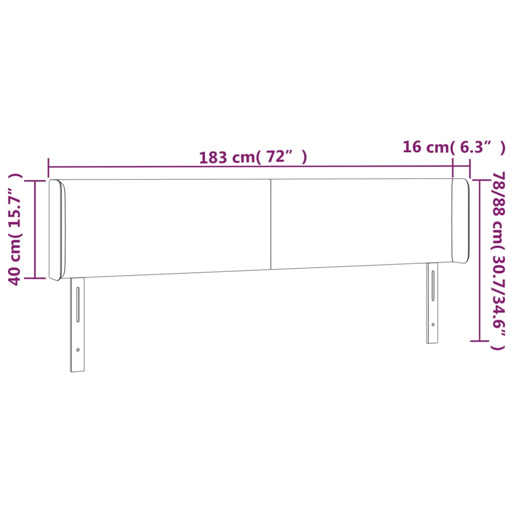 Headboard with Ears Pink 183 X 16 X 78 88 Cm Velvet