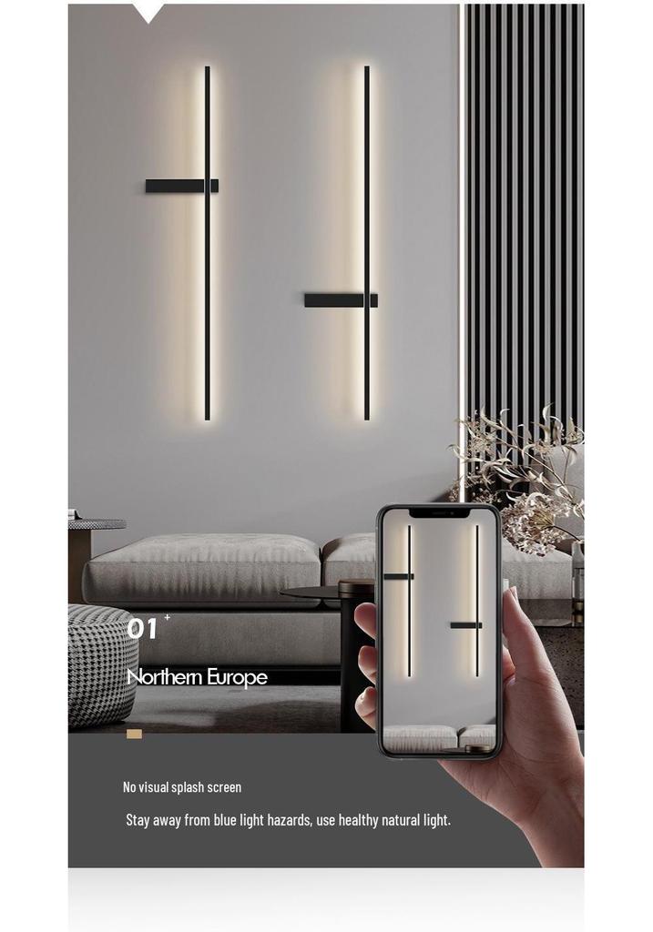 Minimalist LED Wall Lamp: Linear Strip Design for Bedroom or Living Room