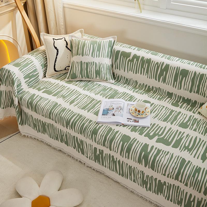 Waffle Printed Sofa Cover Cloth Four Seasons Universal Striped Sofa Towel Ins Style Sofa Cover