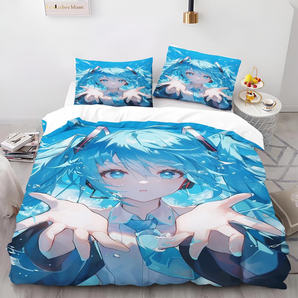 Beautiful Girl Duvet Cover Animal Cartoon 3-Piece Set Children Cute Polyester Soft Breathable Comforter Animation Bedding