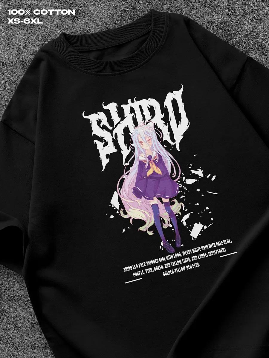 

Футболка No Game No Life Мужская футболка Женские футболки с принтом букв Футболка с коротким рукавом Повседневная уличная футболка Топ L