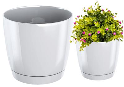 Round White Flowerpot with Saucer 155x142cm Coubi