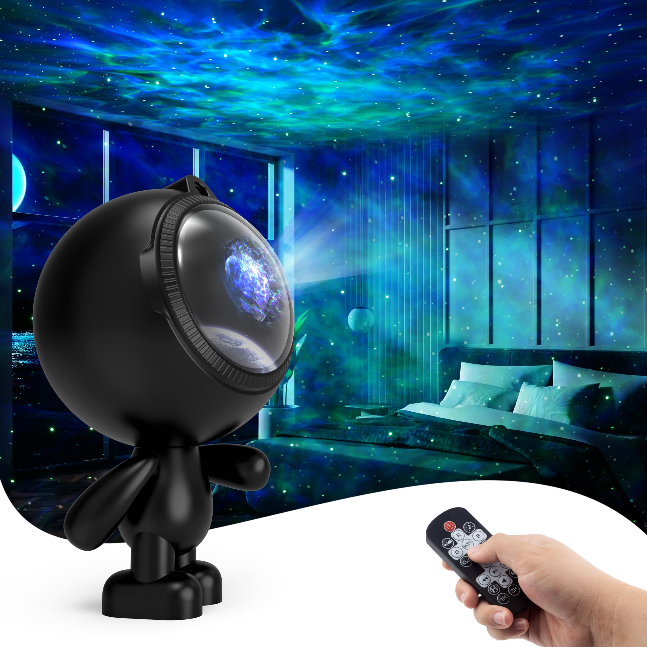 

ZEAKOC Planetarium Home Star Projector Starry Sky Nebula Light with Remote Galaxy 15 Lighting Natural Sounds Soothing Timer Voice Atmosphere Bedside