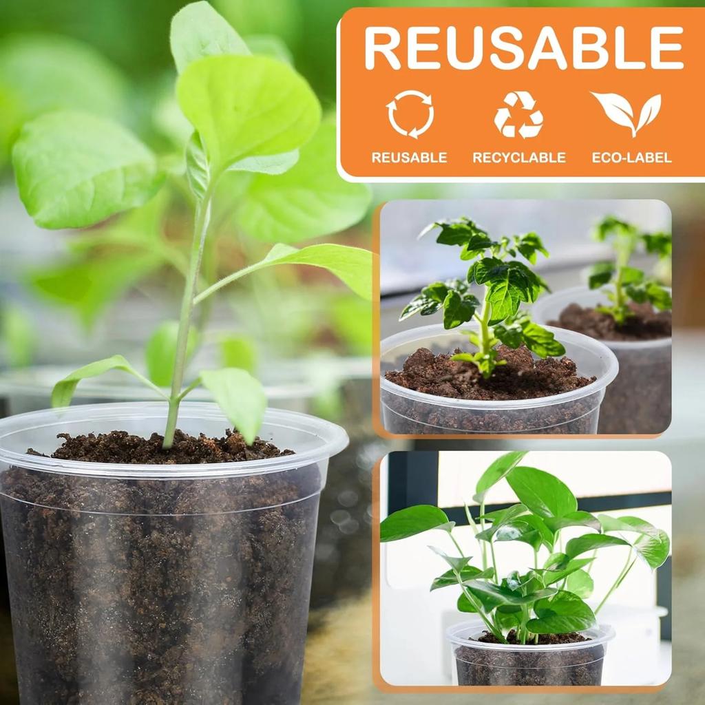 45pc Clear Plastic Flower Pot With Drainage Holes For Indoor And Outdoor Gardening