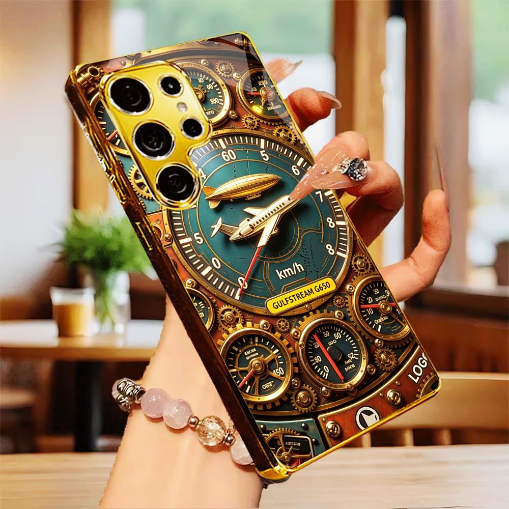 Vintage Airplane Gauges phone case s26 ultra case s25 ultra case glass for Samsung Galaxy S26 S25 S24 S23 S22 FE Ultra Plus