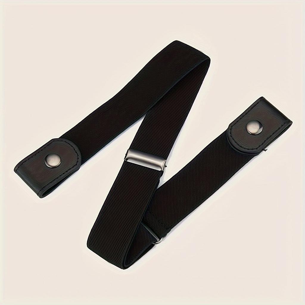 1pcs Black Belt Adjustable Length Design Suitable for All Body Types Lazy Invisible No-hole Waistband Belt