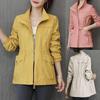 Nova jaqueta feminina de outono, corta-vento de manga comprida, casaco longo feminino, casual, básico, camada dupla, casaco externo 4XL