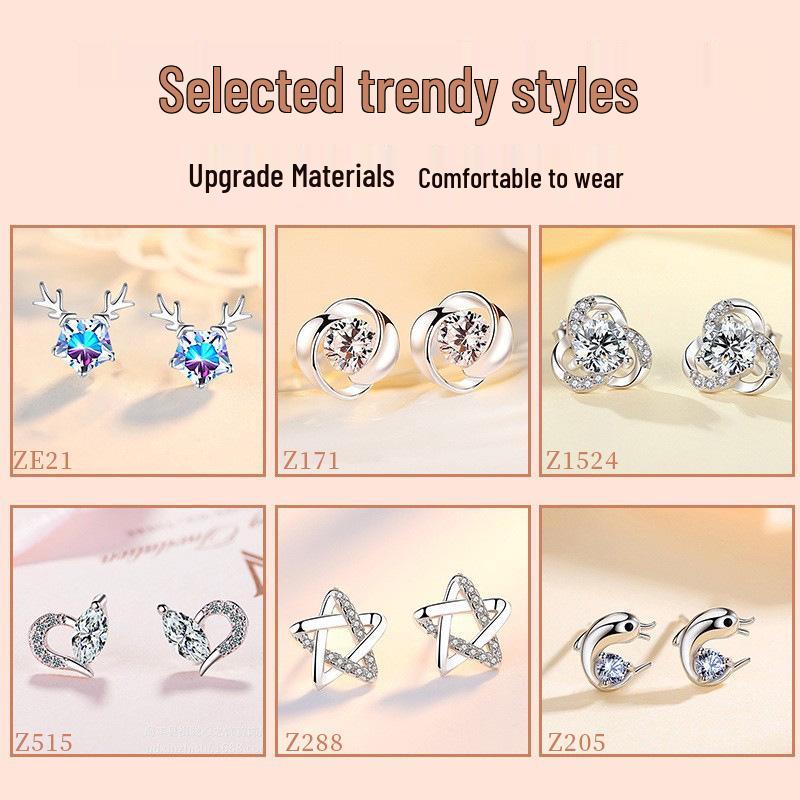 Ohrstecker-Set aus reinem Silber - Leichter Luxus, hochwertig, schlichtes Design, perfektes Weihnachtsgeschenk für Mädchen.