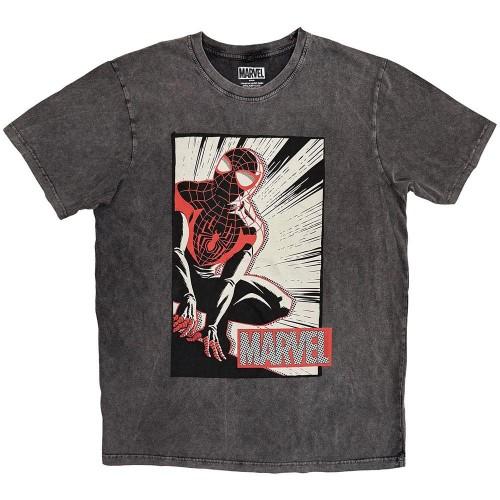 Marvel Comics Unisex Adult Spider-Man Crouch Stone Wash T-Shirt