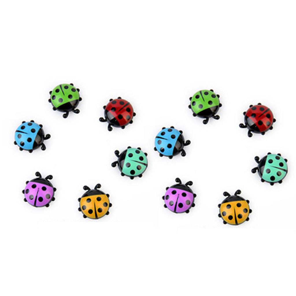 12pcs Resin Ladybug Shaped Refrigerator Magnets Home Kitchen Cute Cartoon Decorative Fridge Magnets