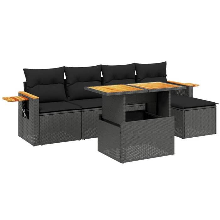 VidaXL Garden Lounge Set with Cushions 6 Pcs, Patio Sofas, Patio Furniture Set, Outdoor Furniture, Black 3273491