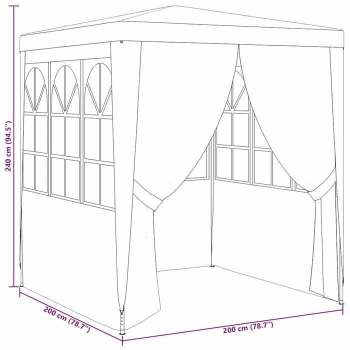 VidaXL Reception Tent with Side Walls Gazebo Pergola Pavilion Marquee Wedding Barbecue Camping Trip 2x2 48517